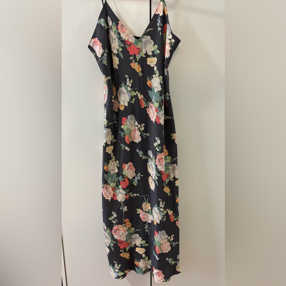 Floral NILI LOTAN silk satin cami midi dress